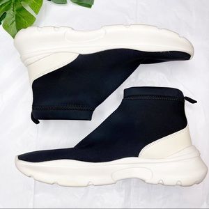 Zara black & white slip on sock high top sneakers